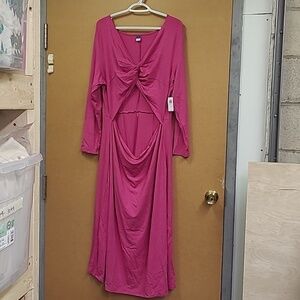 Old Navy Size 2X Fuschia Midi Length Cut Out Dress